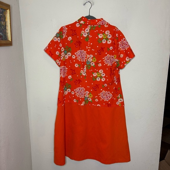 Lady Windsor Orange Floral Dress 1970s - Picture 6 of 6